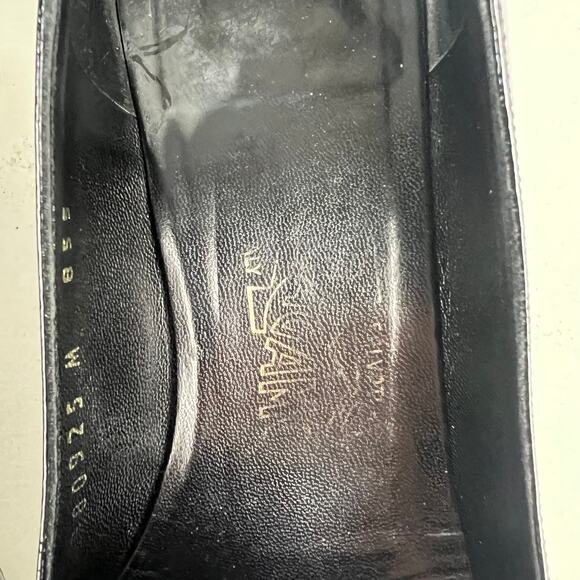 Ferragamo Leather Pumps Black Square Toe Heels Gold-Tone Horsebit Loafers 6.5 - Picture 10 of 10